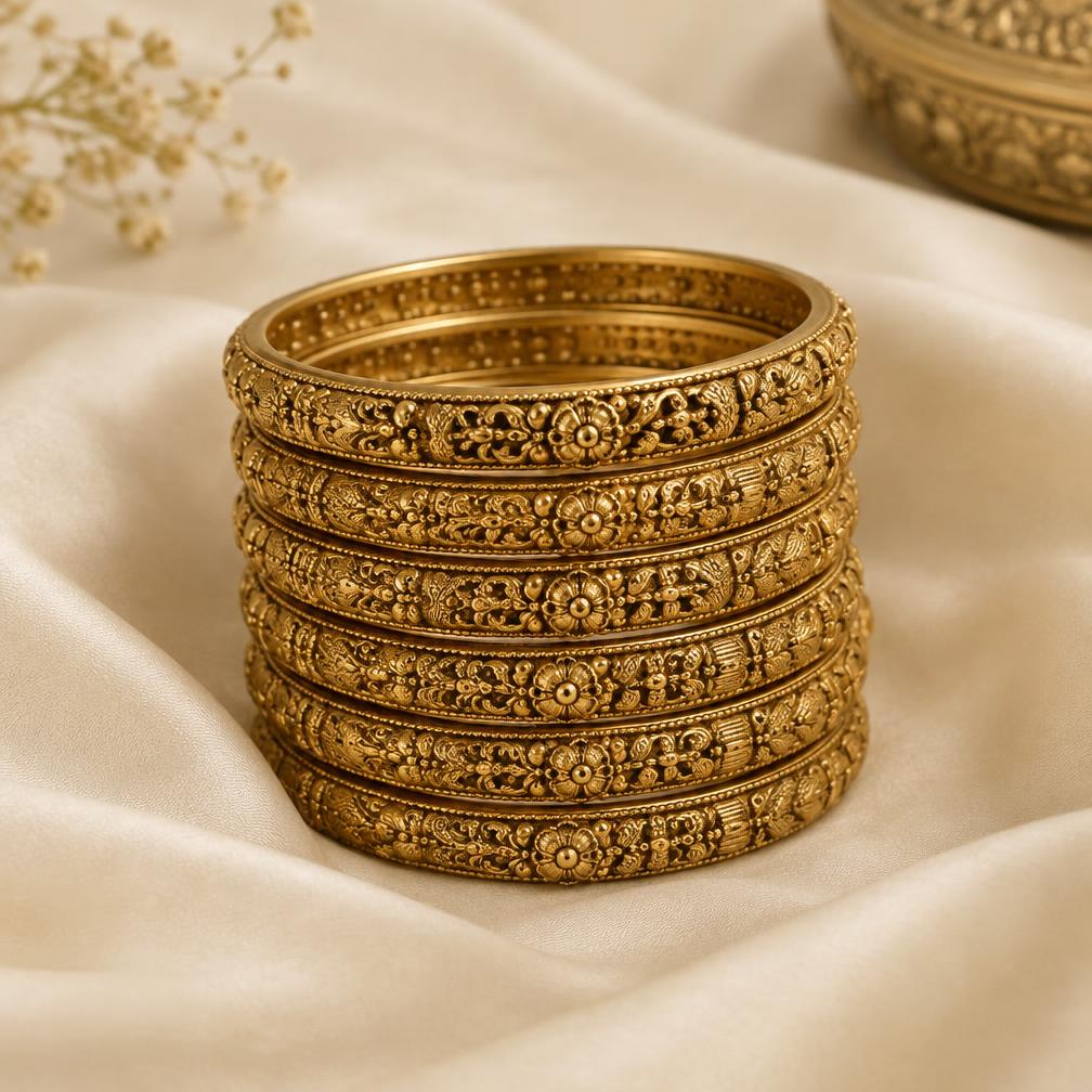 Antique Carved Bangle Set of 6